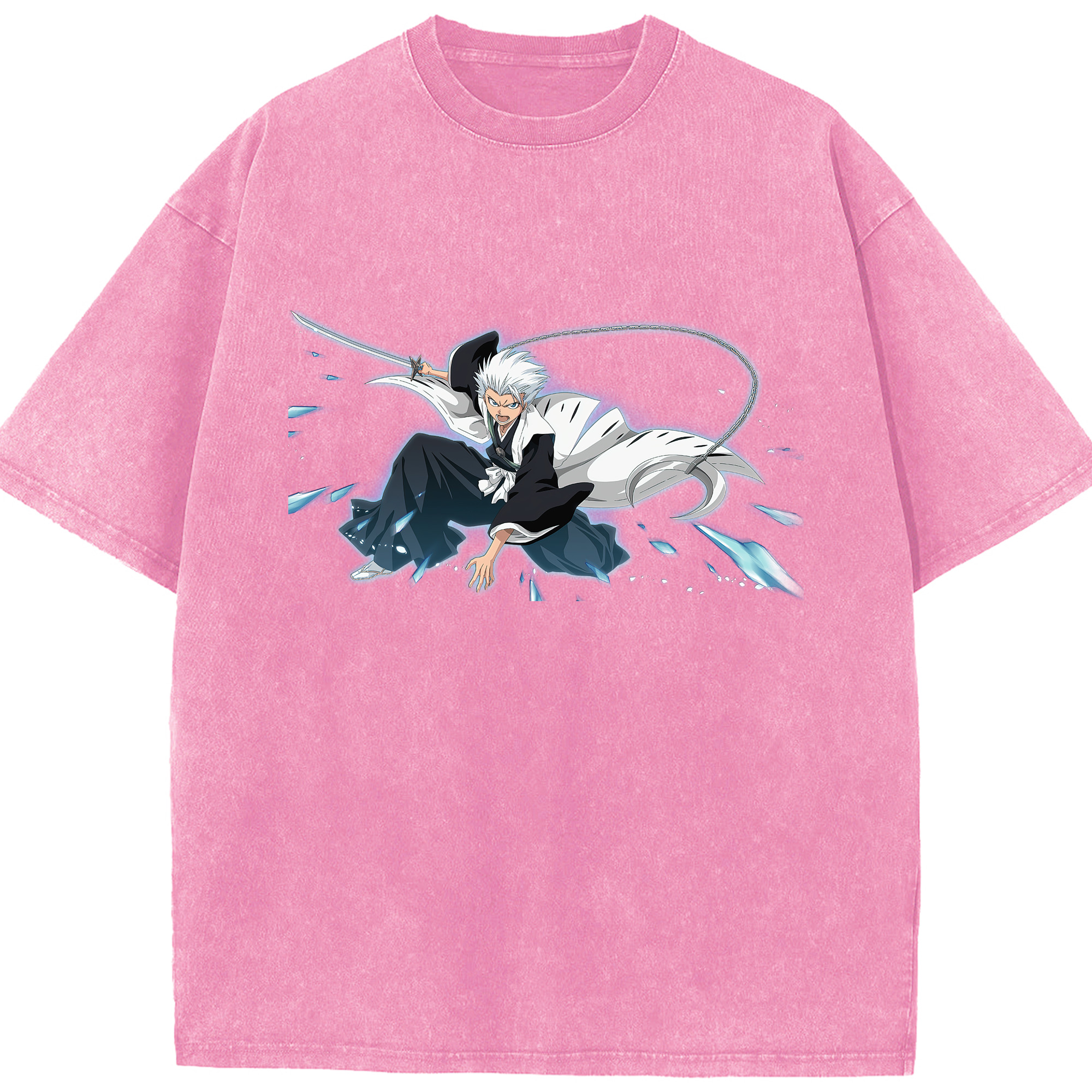 （画像用） ブリーチ 日番谷冬獅郎（ひつがや とうしろう） BLEACH Hitsugaya Toushirou 綿100% ヴィンテージ風 半袖Tシャツ（フロントプリント）